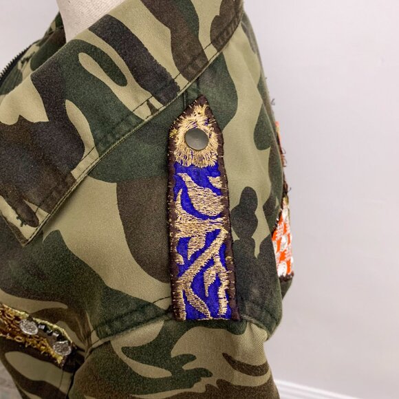 Anthropologie Beautiful Stories Patchwork Camo Utility Jacket Size Medium - Picture 11 of 16